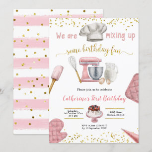 Flickans Rosa Baking Birthday-inbjudan Inbjudningar