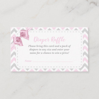 Flickans Rosa Bow Baby Shower Raffle Card Tilläggskort