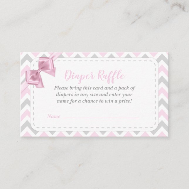 Flickans Rosa Bow Baby Shower Raffle Card Tilläggskort (Framsida)