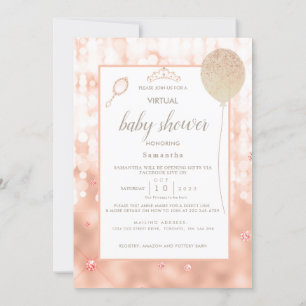 Flickans Rosa Diamond Ro Guld Baby Shower Inbjudningar