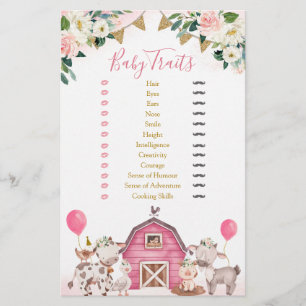 Flickans Rosa Farm Baby Shower Baby Traits
