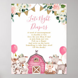 Flickans Rosa Farm Late Night Diaper Poster