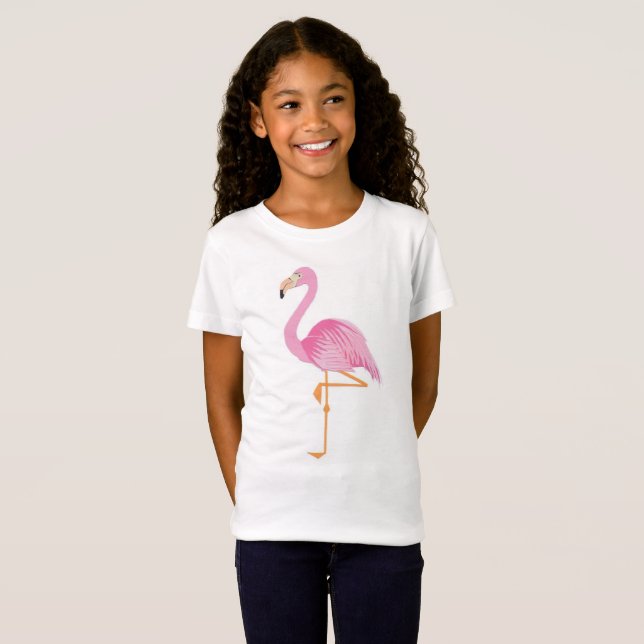 Flickans rosa flamingo t-shirt (Hel framsida)