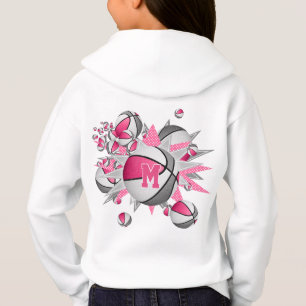 Flickans rosa grått-basketskulor och stjärnor t shirt