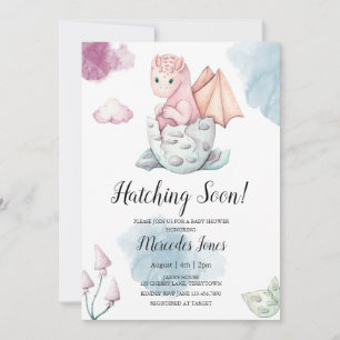 Flickans Rosa Hatching Dragon Hatching Snart inbju Inbjudningar