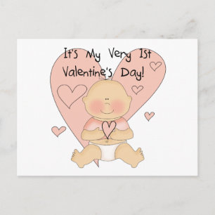 Flickans Rosa Hearts 1:a Valentinesen Tshirts Helg Vykort