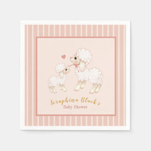 Flickans Rosa Lamb Baby Shower Pappersservett