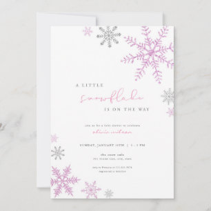 Flickans Rosa Little Snowflake Baby Shower-inbjuda Inbjudningar