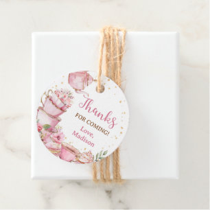 Flickans Rosa och Guld Blommigt Tea Party födelsed Gåvor Etiketter