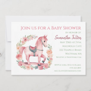 Flickans Rosa Rocking Horse Baby Shower-inbjudan Inbjudningar