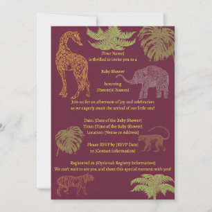 Flickans Rosa Safari Baby Shower-inbjudan Inbjudningar