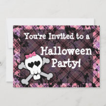 Flickans Rosa Skull Halloween fest