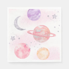 Flickans Rosa Space Party Napkins Pappersservett