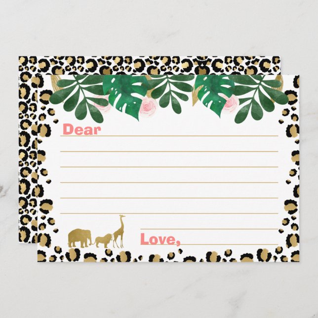 Flickans Safari-Vild en gång Inbjudningar (Fram/baksida)