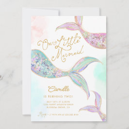 Flickans Sjöjungfru under andra födelsedagen Inbjudningar