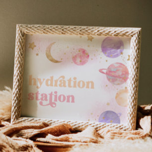 Flickans Space Hyradtion Station-tecken Poster