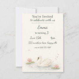 Flickans svan prinsessa födelsedagsinbjudan inbjudningar