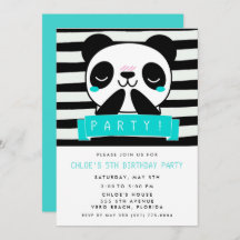 Flickans Teal Panda femte Födelsedagsfesten