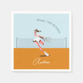 Flickans tennis Player Birthday Tecknad Illustrati Pappersservett