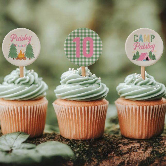 Flickans utskrivna Camping Cuppie Toppers (Skapare uppladdad)