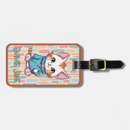 Flickans utsmyckningsetikett för Tecknad Kattunge Bagagebricka