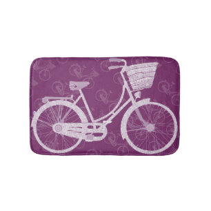 Flickans Vintage Retro Lila Bicycle Cute Basket Badrumsmatta