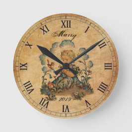 Flickans Vintage Rund Klocka