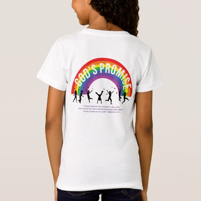 Flickans vita T-Shirt Promise Rainbow w/logotyp (Baksida)