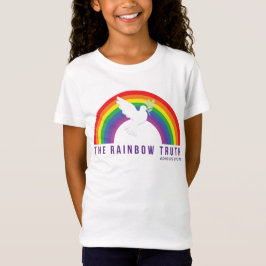 Flickans vita T-Shirt Rainbow Truth w/Dove