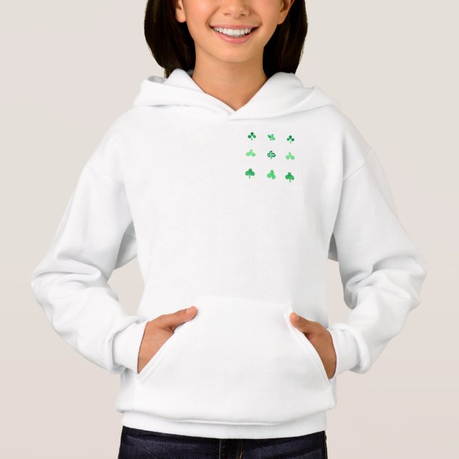Flickans zip-hood med vattenfärgen klöver löv t shirt (Framsida)