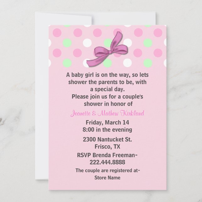 Flickapars inbjudan för baby shower (Framsida)