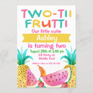 Flickar Två-tti Frutti 2-års inbjudan