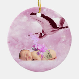Flickarosamoln och storkjul julgransprydnad keramik