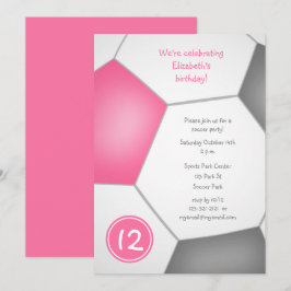 flickars sport rosa grå fotboll födelsedagsfest inbjudningar