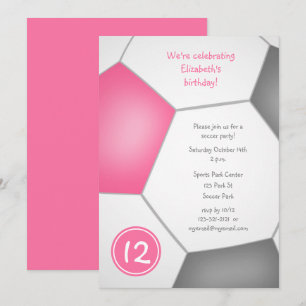flickars sport rosa grå fotboll födelsedagsfest inbjudningar