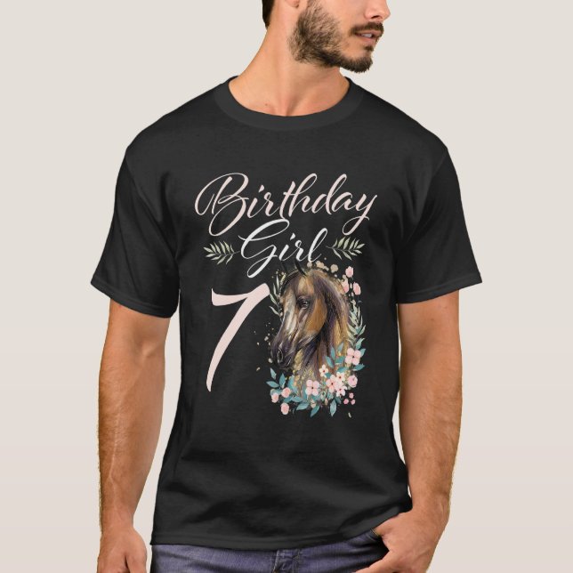Flickas 7-årsdag Häst 7 år gammal Bday T Shirt (Framsida)