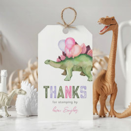 Flickas dinosaur födelsedagsfest förmånsetiketter presentetikett
