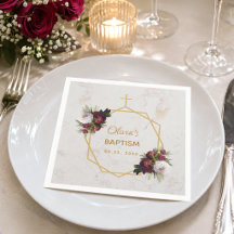 Flickas dop marmorerat guld burgunder pioner blomm