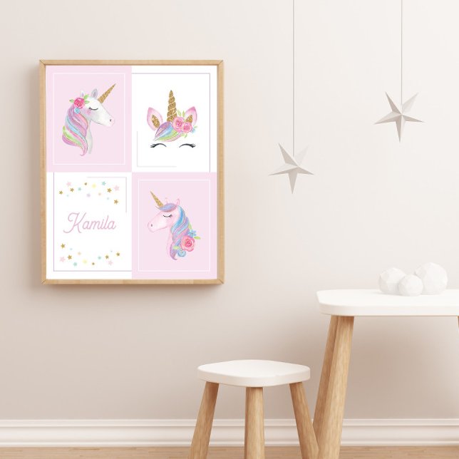 Flickas födelse tillkännagivande Rosa Enhörning Ba Poster (Skapare uppladdad)