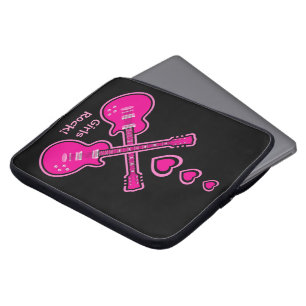 Flickasten! Rosa gitarrer & hjärtaanpassade Laptop Fodral