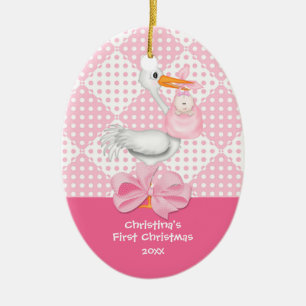 FlickaStorkbaby första prydnad för jul Julgransprydnad Keramik