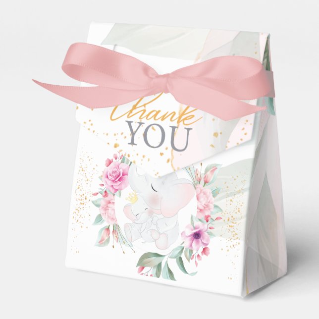 Flickbabydusch Elephant Elegant Presentaskar (Framsidan Sidan)