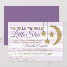 Flickbabydusch inbjudan twinkle Little star lila