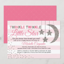 Flickbabydusch inbjudan twinkle Little star rosa