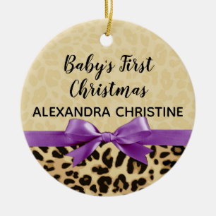 Flickbabys första julleopard Skriv ut Lila Julgransprydnad Keramik