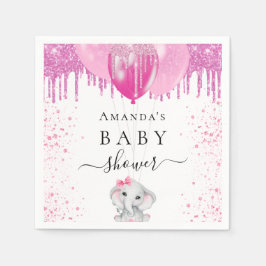 Flickballonger från rosa glitter pappersservett