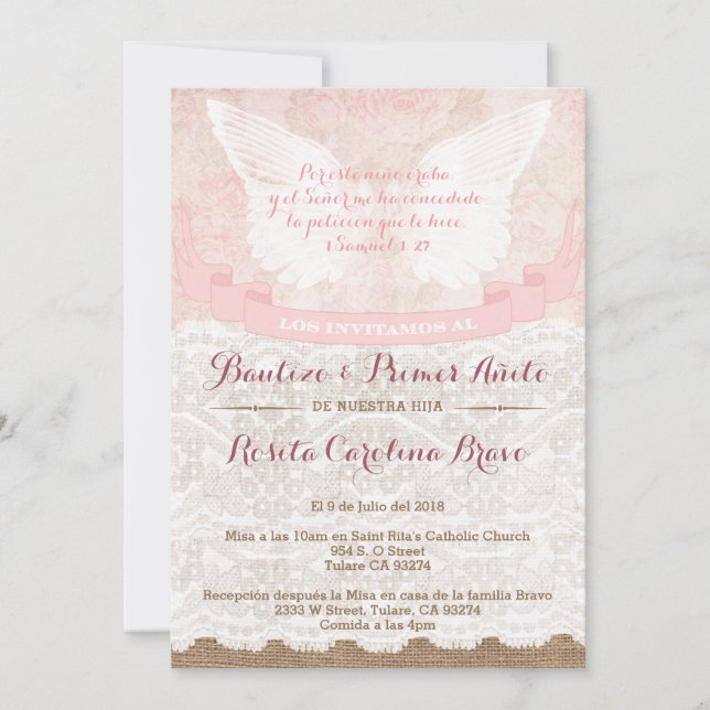 Flickbaptism och Inbjudningskort vid första födels (Framsida)