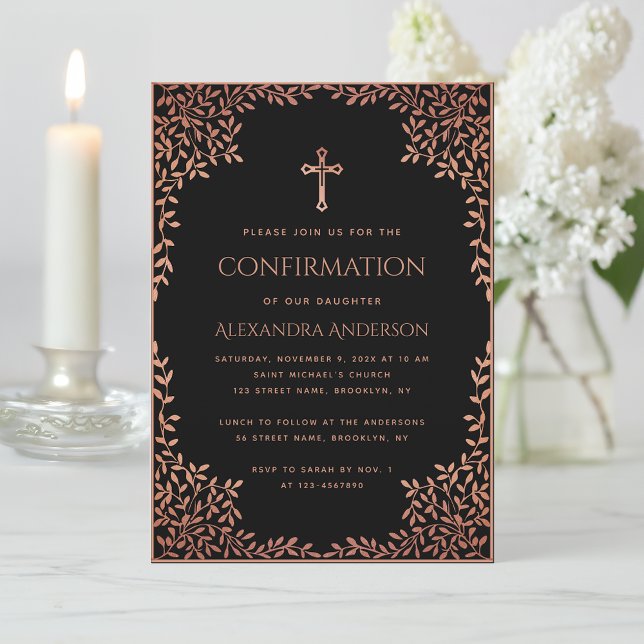 Flickbekräftelse Black Rosa Lövs Ro Guld Inbjudningar (Skapare uppladdad)