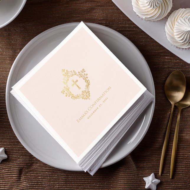 Flickbekräftelse Rosa Guld Kors Kröningsreligiös Pappersservett (Skapare uppladdad)