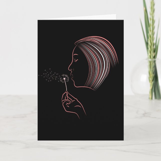 Flickblåsande Dandelion-hälsningskort Kort (Framsida)